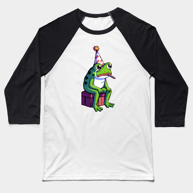 Sad frog meme Happy Birthday 8 bit pixel Baseball T-Shirt by beangeerie